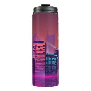 Helle Neon Nacht City, Vintag. Thermosbecher