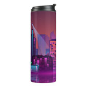 Helle Neon Nacht City, Vintag. Thermosbecher (Nach links gedreht)