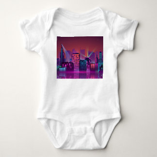 Helle neon Nacht Stadtlandschaft, vintage. Baby Strampler