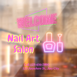 Helle Neon Nail Art Salon Eintritt - Personalisier Fensteraufkleber