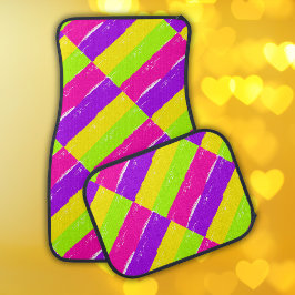 Helle Neon Paint Brush Strokes | Autofußmatte