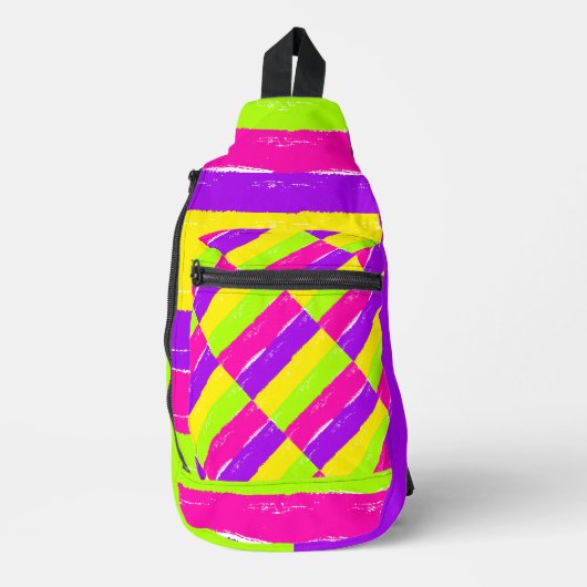 Helle Neon Paint Brush Strokes | Crossbody Bag (Vorderseite)