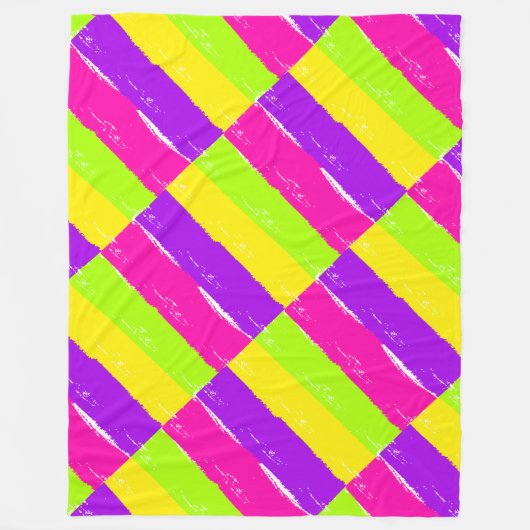 Helle Neon Paint Brush Strokes | Fleecedecke (Vorderseite)