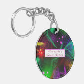 Helle Neon Paint Spritzer Wirbel Stars Schlüsselanhänger (Vorderseite links)
