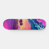 Helle Neon Retro Wave und Palmen Treppen Skateboar Skateboard (Horizontal)
