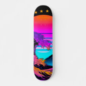 Helle Neon Retro Waves Crashing Skateboard (Vorne)