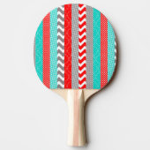 Helle Neon Rot und Aquamarine Geo Streifen Tischtennis Schläger (Rückseite)