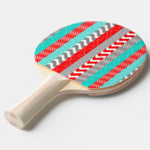 Helle Neon Rot und Aquamarine Geo Streifen Tischtennis Schläger (Vorderseite)