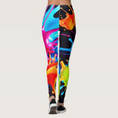 Helle Neon Splashes im Abstrakten Kunststil Leggings (Rückseite)