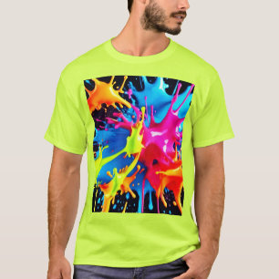 Helle Neon Splashes im Abstrakten Kunststil T-Shirt