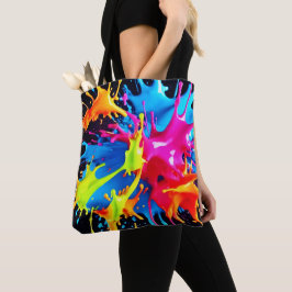 Helle Neon Splashes im Abstrakten Kunststil Tasche