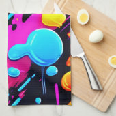 Helle Neon Splashes in Abstrakten Artwork Geschirrtuch (Viertel Falte)