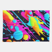 Helle Neon Splashes in Abstrakten Artwork Geschirrtuch (Horizontal)
