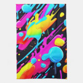 Helle Neon Splashes in Abstrakten Artwork Geschirrtuch (Vertikal)