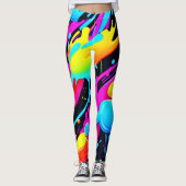Helle Neon Splashes in Abstrakten Artwork Leggings (Vorderseite)