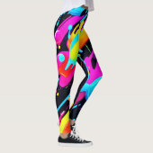 Helle Neon Splashes in Abstrakten Artwork Leggings (Rechts)