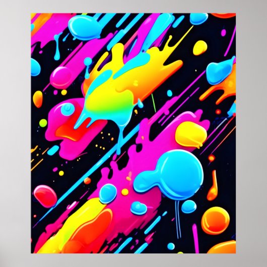 Helle Neon Splashes in Abstrakten Artwork Poster (Vorne)