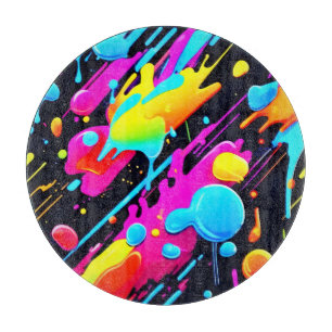 Helle Neon Splashes in Abstrakten Artwork Schneidebrett
