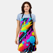 Helle Neon Splashes in Abstrakten Artwork Schürze (Getragen)