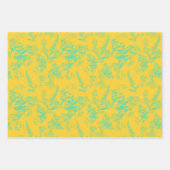 Helle Neon Yellow & Blue Wildblume Geschenkpapier Set (Vorderseite 3)