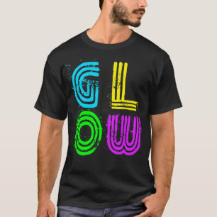 Helle Neonfarben Glow Big Letters Retro Disco T-Shirt