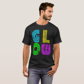 Helle Neonfarben Glow Big Letters Retro Disco T-Shirt (Vorne ganz)