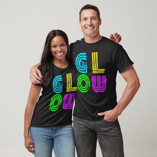 Helle Neonfarben Glow Big Letters Retro Disco T-Shirt (Unisex)