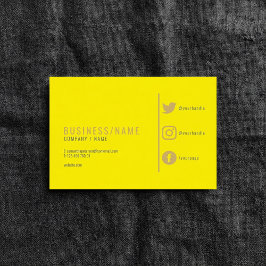 Helle neongelbe Social Media Visitenkarte. Visitenkarte