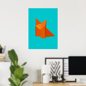 Helle Niedlich Origami Fox Poster (Heimbüro)