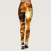 Helle Orange Abstrakte Blume Sonniges Wasser Leggings (Rückseite)