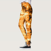 Helle Orange Abstrakte Blume Sonniges Wasser Leggings (Links)