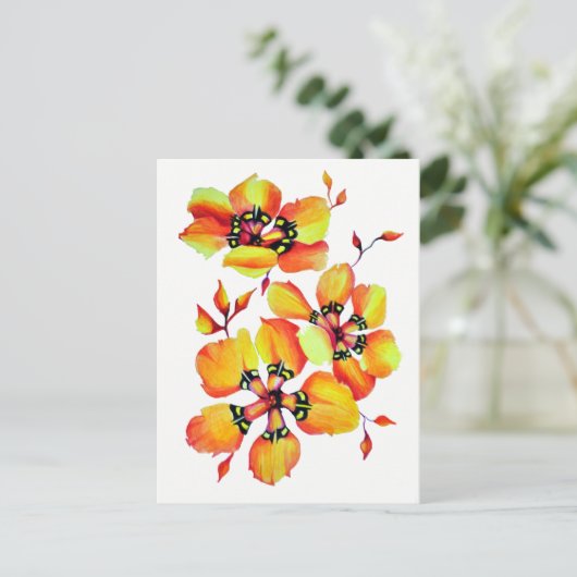 Helle Orange-Blume Postkarte (Stehend Vorderseite)