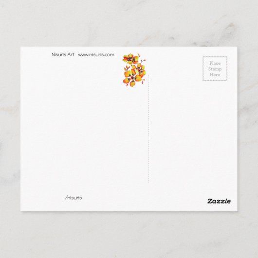 Helle Orange-Blume Postkarte (Rückseite)