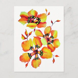 Helle Orange-Blume Postkarte