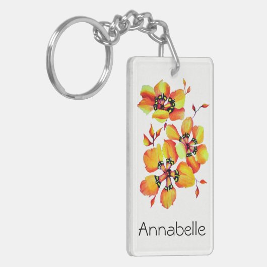 Helle Orange-Blume Schlüsselanhänger (Vorderseite links)