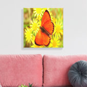 Helle Orange Butterfly Gelbe Blumen Leinwanddruck (Insitu (Wohnzimmer))