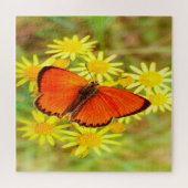 Helle Orange Butterfly Gelbe Blumen Puzzle (Horizontal)
