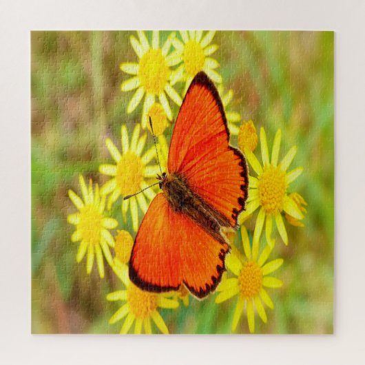 Helle Orange Butterfly Gelbe Blumen Puzzle (Vertikal)