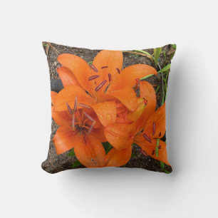 Helle Orange Day Lily Throw Pillo Kissen