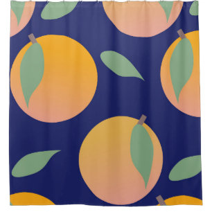 Helle Orange Frucht Blaue Muster Duschvorhang