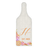Helle Orange Fruit Floral Monogram etabliert Schneidebrett (Vorderseite)