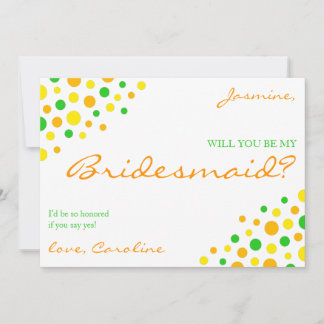 Helle orange gelbe grüne Spots sind meine Bridesma Einladung