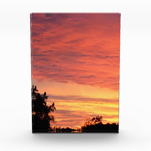 Helle Orange glühende Wolkendecke Fotoblock (Vorderseite)