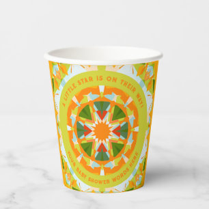 Helle Orange-Grüne Stern-Baby-Mädchen-Jungen-Party Pappbecher