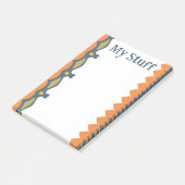 Helle orange Herzen und Wellen Post-it Klebezettel (angewinkelt)