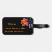 Helle Orange Hibiskus Tropical Customizable Black Gepäckanhänger (Rückseite horizontal)