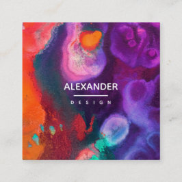 Helle Orange Lila Abstrakte Farbe Quadratische Visitenkarte