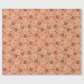 Helle Orange mit Dekoration, Schneeflocken, Sterne Geschenkpapier (Flach)