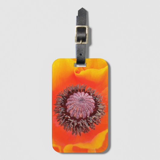 Helle Orange Mohnblume Gepäckanhänger (Vorderseite Vertikal)