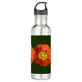 Helle Orange Poppy Blume Edelstahlflasche (Vorderseite)